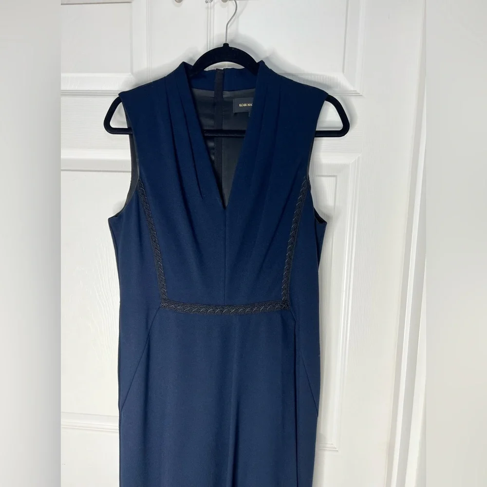 Kobi Halperin Navy Blue Jae Knit Faux Wrap Sheath  Dress Sz 10 - Picture 8 of 10